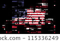 3D rendering flag USA with screen effects of technological glitches 115336249