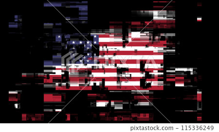 3D rendering flag USA with screen effects of technological glitches 3D rendering flag USA with screen effects of technological glitches 115336249