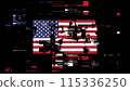 3D rendering flag USA with screen effects of technological glitches 115336250