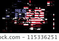 3D rendering flag USA with screen effects of technological glitches 115336251