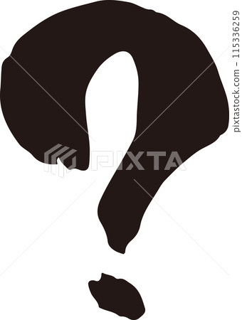 A question mark written by hand in ink using brush writing material A question mark written by hand in ink using brush writing material 115336259