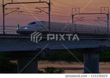 Shinkansen evening view 115336929