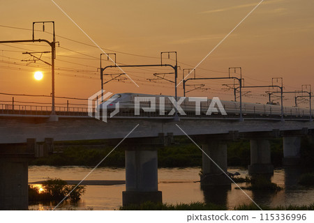 Shinkansen evening view Shinkansen evening view 115336996