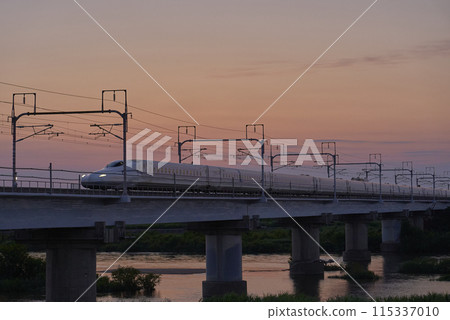 Shinkansen evening view Shinkansen evening view 115337010