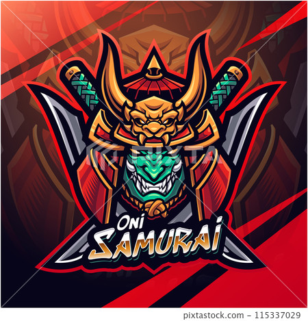 Oni samurai esport mascot logo design 115337029