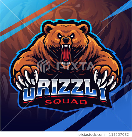 Grizzly esport mascot logo design 115337082