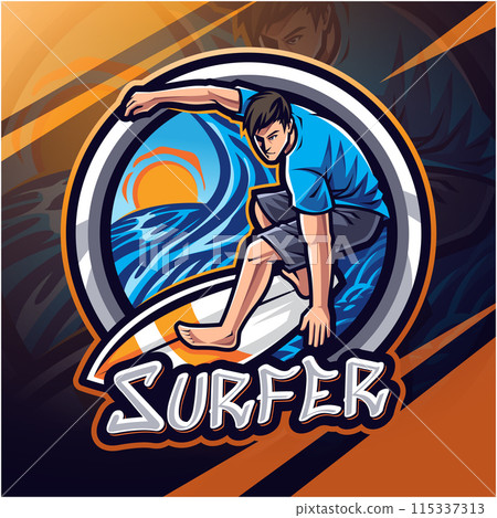 Surfer esport mascot logo design 115337313
