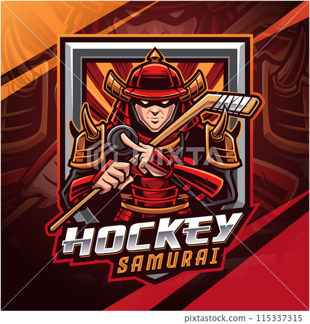 Hockey samurai esport mascot logo design 115337315
