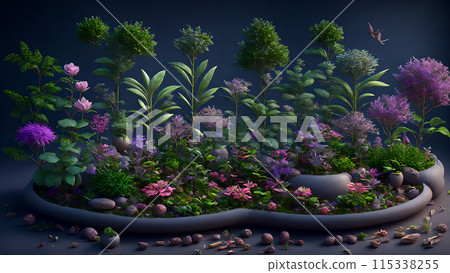 Magical Herb Garden background 3d wallpaper 115338255