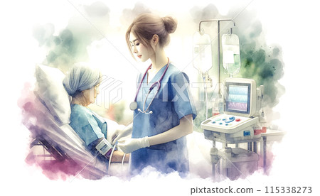 Watercolor painting of a young female doctor Watercolor painting of a young female doctor 115338273