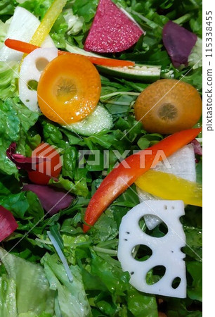 A colorful salad with lots of vegetables 115338455