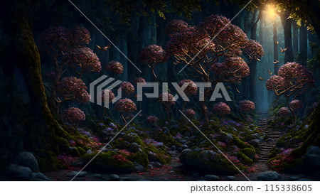 Ancient Floral Forest background 3d wallpaper Ancient Floral Forest background 3d wallpaper 115338605