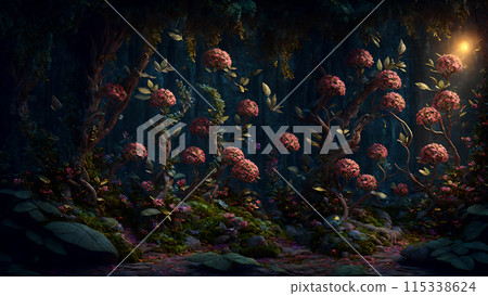 Ancient Floral Forest background 3d wallpaper Ancient Floral Forest background 3d wallpaper 115338624