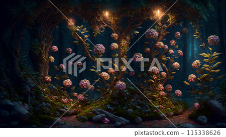 Ancient Floral Forest background 3d wallpaper 115338626