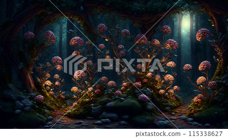 Ancient Floral Forest background 3d wallpaper 115338627