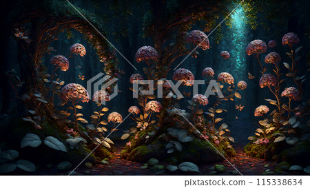 Ancient Floral Forest background 3d wallpaper 115338634