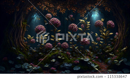 Ancient Floral Forest background 3d wallpaper Ancient Floral Forest background 3d wallpaper 115338647