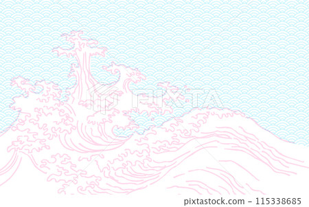 日式觸感金色粗糙海浪噴霧。流行設計。 日式觸感金色粗糙海浪噴霧。流行設計。 115338685