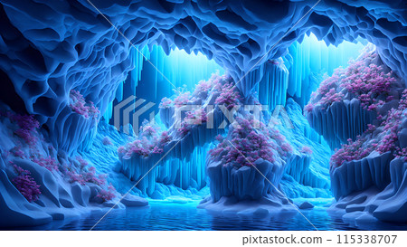 Blooming Ice Caves background 3d wallpaper 115338707