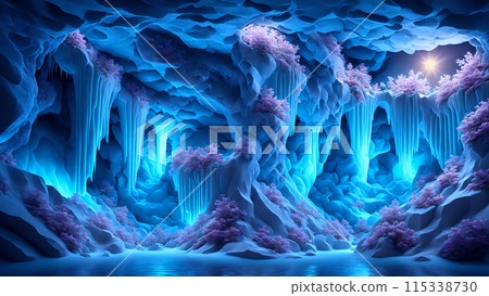 Blooming Ice Caves background 3d wallpaper 115338730