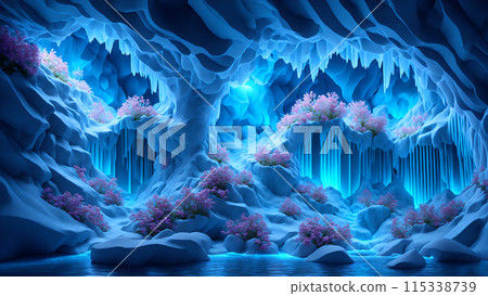 Blooming Ice Caves background 3d wallpaper 115338739