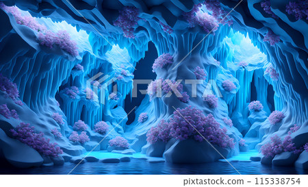 Blooming Ice Caves background 3d wallpaper 115338754