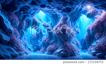 Blooming Ice Caves background 3d wallpaper 115338755