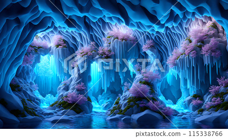 Blooming Ice Caves background 3d wallpaper 115338766