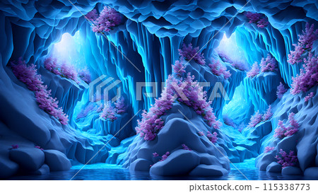 Blooming Ice Caves background 3d wallpaper 115338773