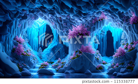 Blooming Ice Caves background 3d wallpaper Blooming Ice Caves background 3d wallpaper 115338777