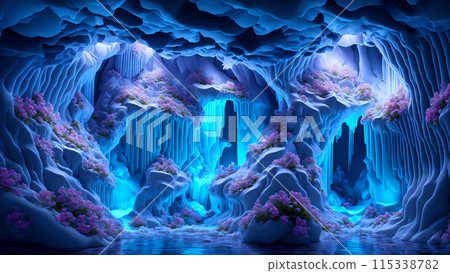 Blooming Ice Caves background 3d wallpaper 115338782
