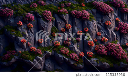 Flowering Cliffside background 3d wallpaper 115338938