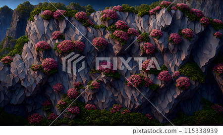 Flowering Cliffside background 3d wallpaper 115338939