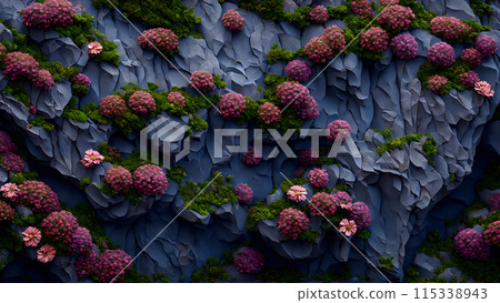 Flowering Cliffside background 3d wallpaper Flowering Cliffside background 3d wallpaper 115338943