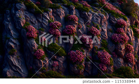 Flowering Cliffside background 3d wallpaper Flowering Cliffside background 3d wallpaper 115338944