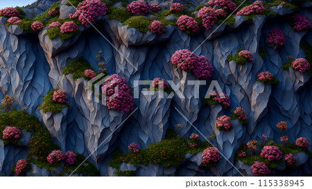 Flowering Cliffside background 3d wallpaper Flowering Cliffside background 3d wallpaper 115338945