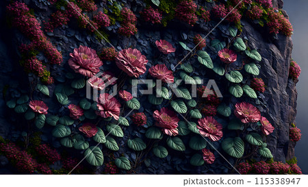 Flowering Cliffside background 3d wallpaper Flowering Cliffside background 3d wallpaper 115338947