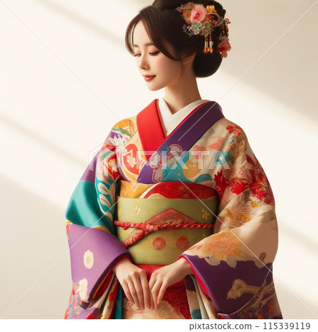 Japanese people wearing kimonos Kimono Women Travel Light colors Simple Pastel colors Kimono beauty Cute 115339119