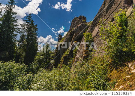 a rocks in Tustan fortress place Skole Beskids National Nature Park Lviv region a rocks in Tustan fortress place Skole Beskids National Nature Park Lviv region 115339384