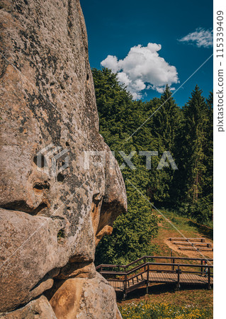 a rocks in Tustan fortress place Skole Beskids National Nature Park Lviv region 115339409