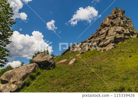 a rocks in Tustan fortress place Skole Beskids National Nature Park Lviv region 115339426