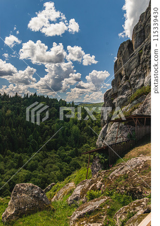 a rocks in Tustan fortress place Skole Beskids National Nature Park Lviv region a rocks in Tustan fortress place Skole Beskids National Nature Park Lviv region 115339430