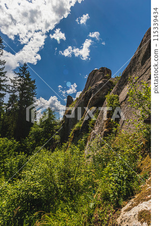 a rocks in Tustan fortress place Skole Beskids National Nature Park Lviv region a rocks in Tustan fortress place Skole Beskids National Nature Park Lviv region 115339434