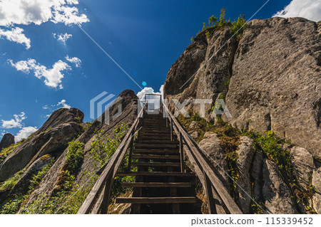 a rocks in Tustan fortress place Skole Beskids National Nature Park Lviv region a rocks in Tustan fortress place Skole Beskids National Nature Park Lviv region 115339452