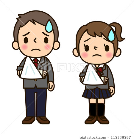 穿著校服骨折的男女 115339597