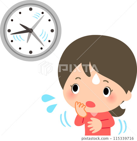 A woman who is anxious because time is passing too quickly 115339716