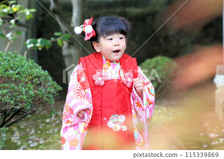 Shichigosan visit, location photo shoot for 3-year-old celebration, kids photo in traditional Japanese clothing Shichigosan visit, location photo shoot for 3-year-old celebration, kids photo in traditional Japanese clothing 115339869
