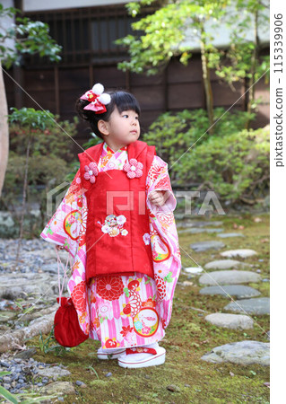 Shichigosan visit, location photo shoot for 3-year-old celebration, kids photo in traditional Japanese clothing Shichigosan visit, location photo shoot for 3-year-old celebration, kids photo in traditional Japanese clothing 115339906