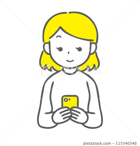 Laughing woman looking at smartphone Laughing woman looking at smartphone 115340348