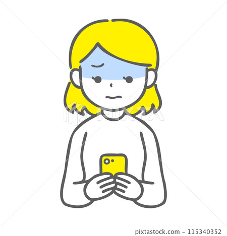A woman in need of watching a smartphone A woman in need of watching a smartphone 115340352